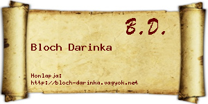 Bloch Darinka névjegykártya